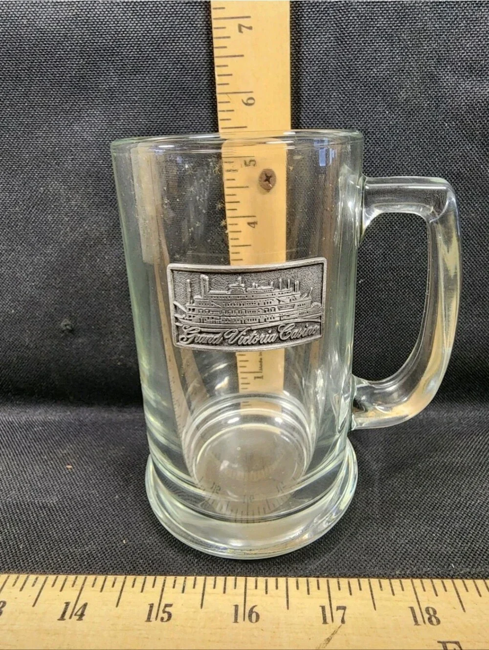 Vintage Grand Victoria Casino Beer Mug Riverboat Sternwheeler Pewter Plate